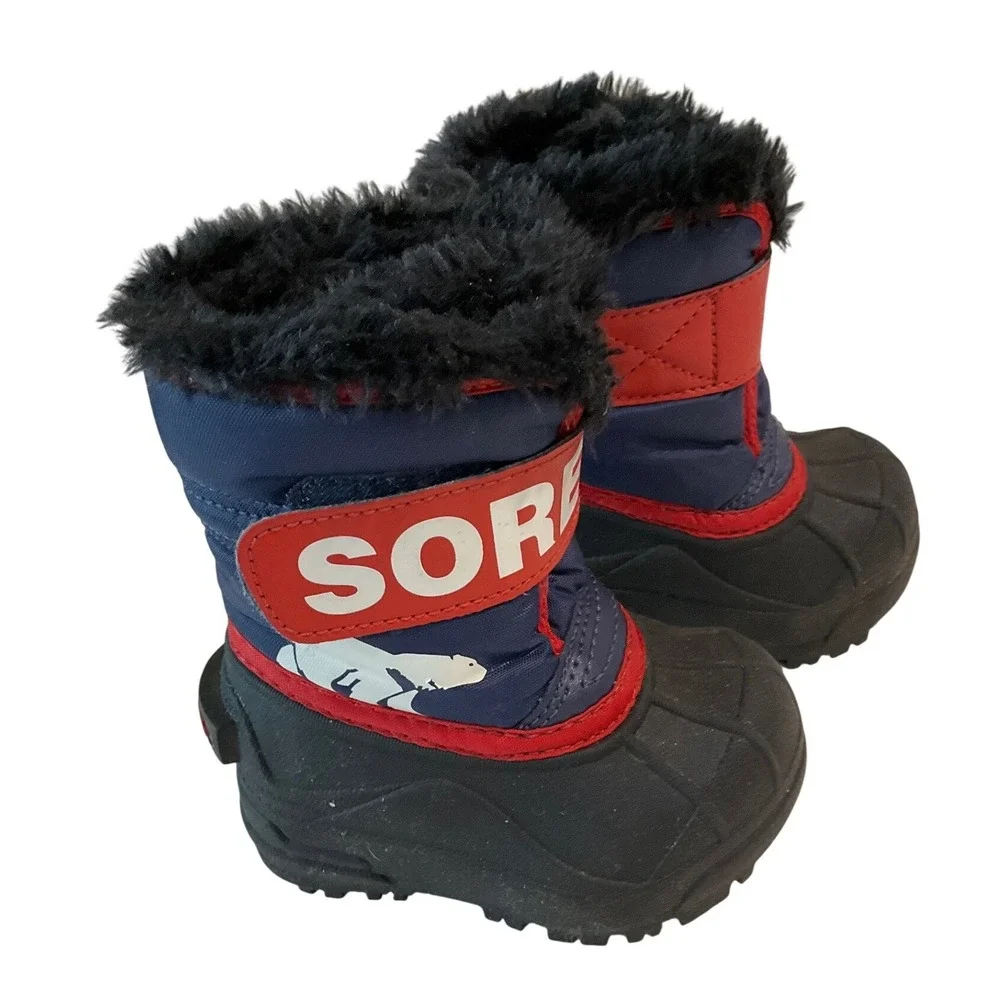 Sorel Commander Insulated‎ Waterproof Kids Snow Strap Boots Hook & Loop Size 4